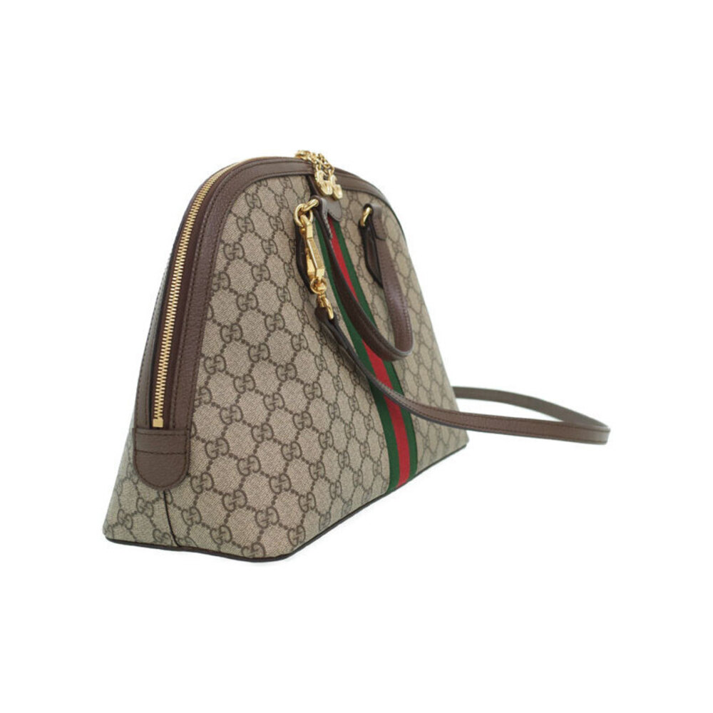 Gucci GG Ophidia brown Web handle top bag ebony beige leather Supreme